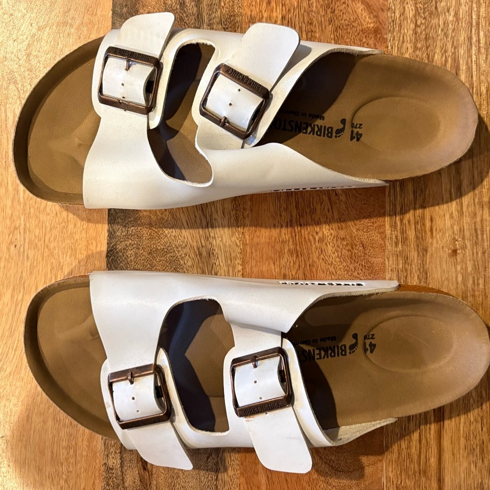 Birkenstock Arizona White Leather Birkoflor 41 - Picture 9 of 16
